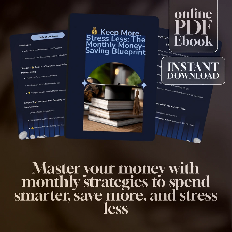 Keep More, Stress Less: The Monthly Money-Saving Blueprint | Save More Money Each Month | Budget eBook | Digital Download PDF Guide