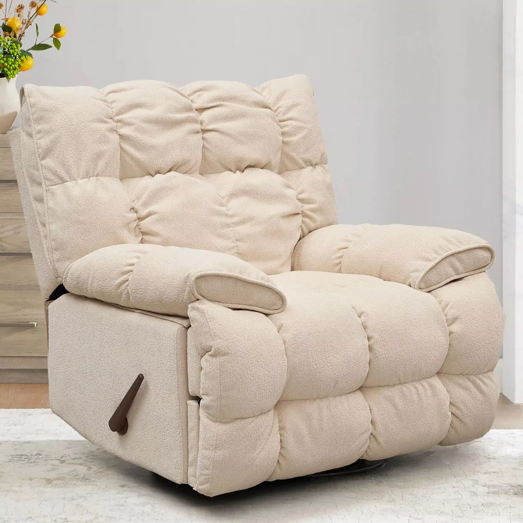 Oversized Manual Rocker Recliner Chair – Extra Wide Swivel Recliner with Soft Fabric - DSARD