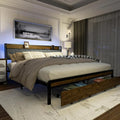 King Platform Bed with Drawers, LED Lights & Charging Station