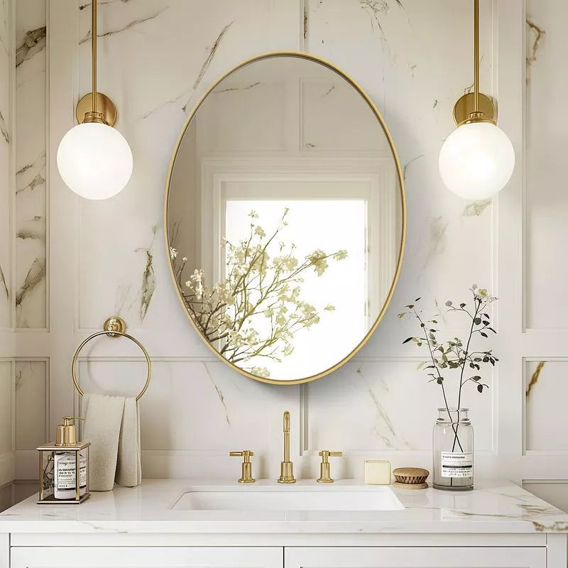 Elegant Oval Gold Wall Mirror