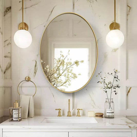 Elegant Oval Gold Wall Mirror