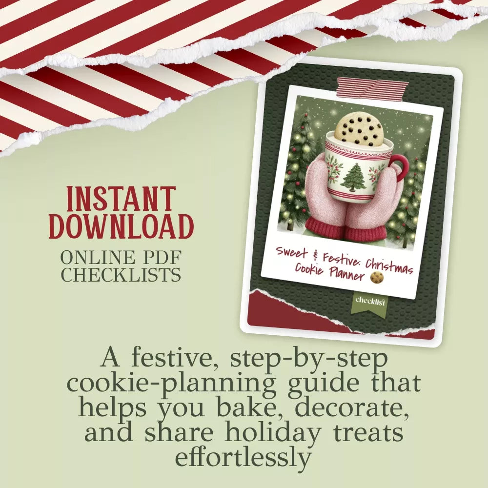 Sweet & Festive: Christmas Cookie Planner | Holiday Baking Checklist | Printable Cookie Guide for christmas cookies ideas & Festive Recipe Planning - DSARD