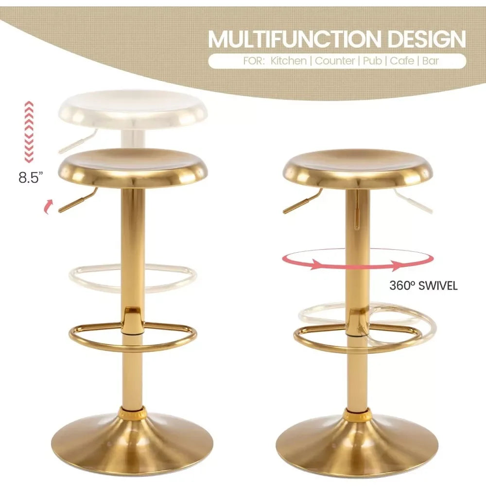 Adjustable Round Metal Bar Stools Set of 2 - DSARD - DSARD