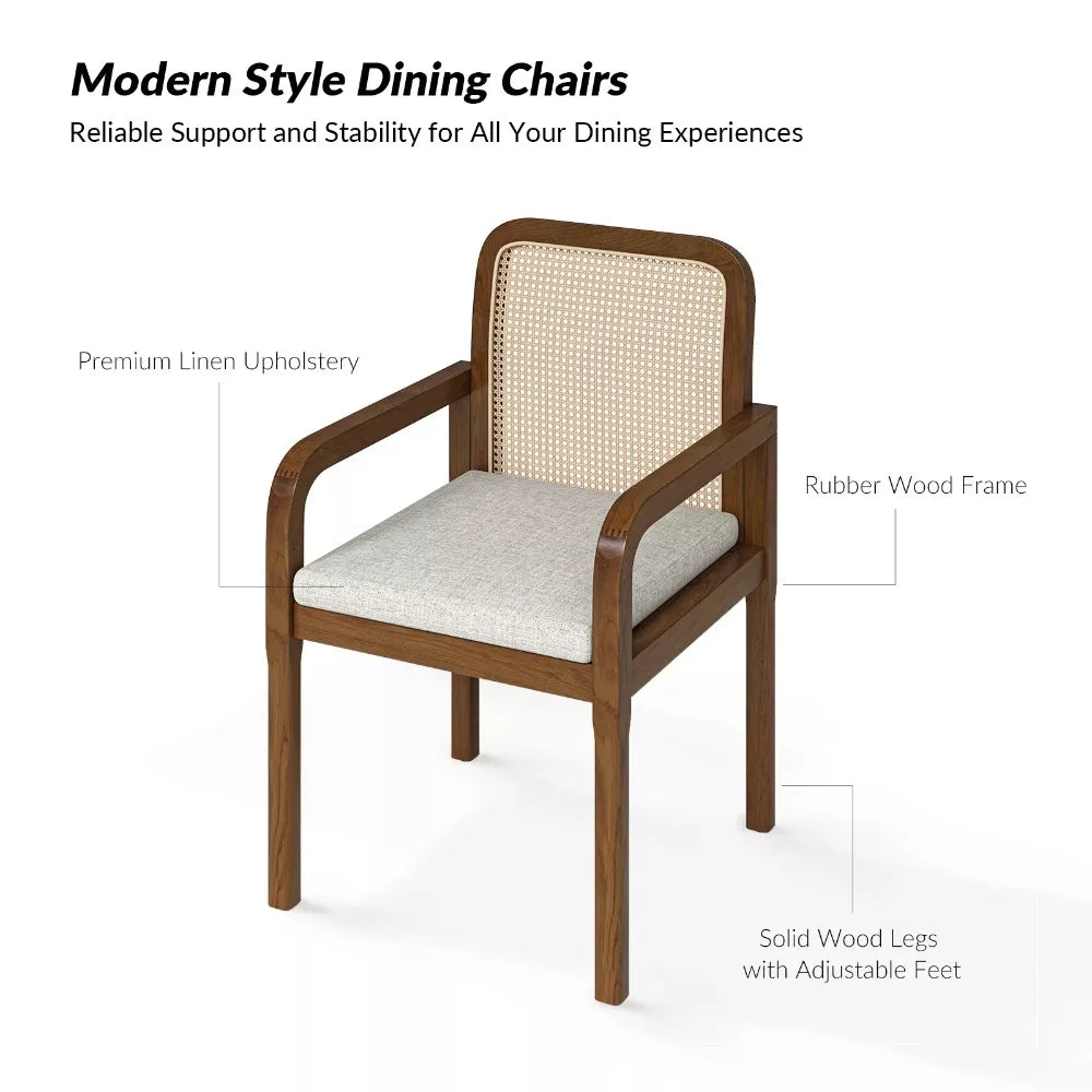 Set of 2 Rattan Dining Chairs with Removable Cushions - DSARD