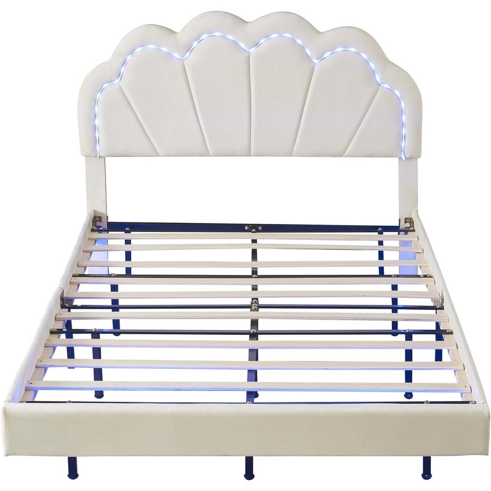 Luxurious Queen Size LED Upholstered Bed Frame - DSARD