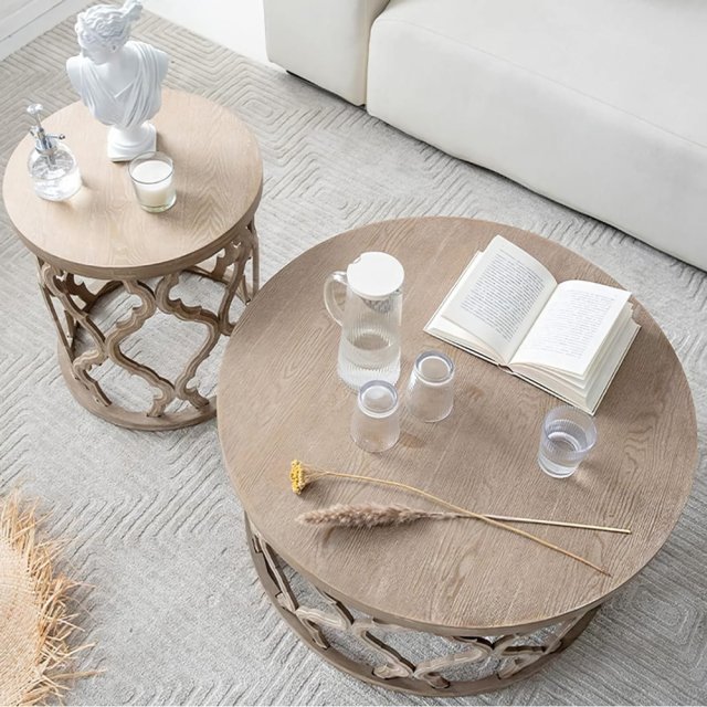 Minimalist Modern Round Wooden Coffee Table for Living Room - DSARD