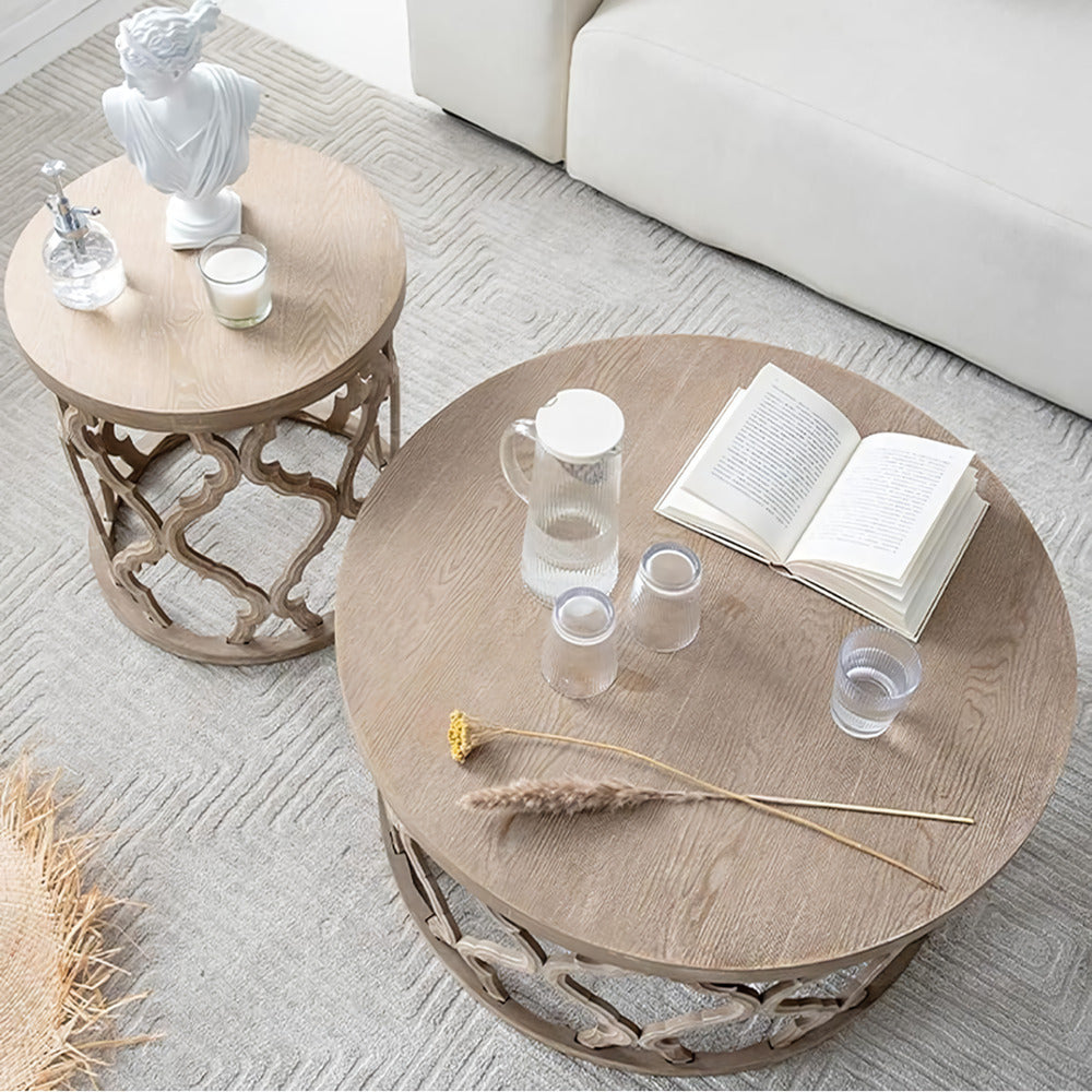 Minimalist Modern Round Wooden Coffee Table for Living Room - DSARD