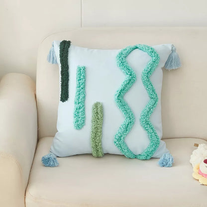 Bohemian Tufted 18x18in Throw Pillow Cover – Removable & Washable