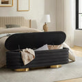 Large Velvet Storage Ottoman Bench with Tufted Design and Gold Legs - DSARD
