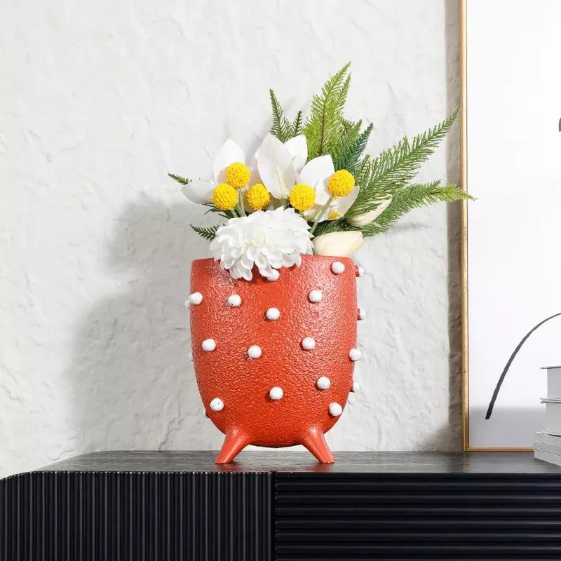 Creative Geometric Golden Sphere Resin Flower Vase for Modern Home Decor