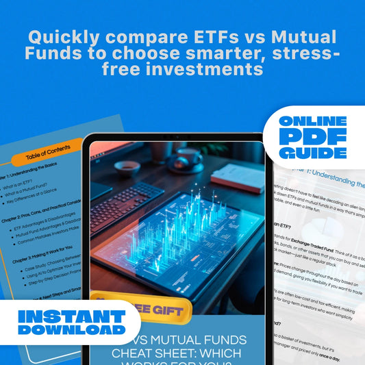 ETF vs Mutual Funds Cheat Sheet: Which Works for You? | Digital Download Guide for Beginners, Investors & Finance Enthusiasts | eBook, Checklist & Step-by-Step Investing Framework