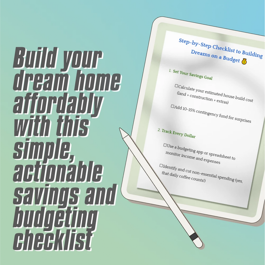 Step-by-Step Checklist to Building Dreams on a Budget | Digital Guide to How to Save Money to Build a House | Home Build Savings Planner PDF