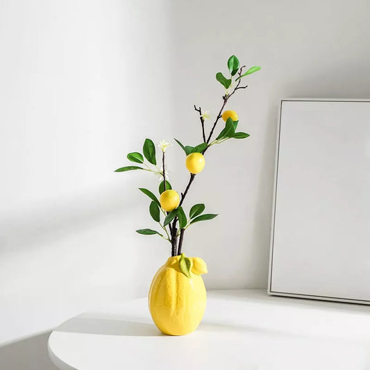Lemon Shaped Ceramic Vase – Creative Fruit Planter for Home & Kitchen Décor