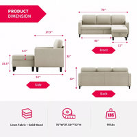 Modular L-Shaped Sectional Sofa with Storage Ottoman – Perfect for Small Spaces - DSARD