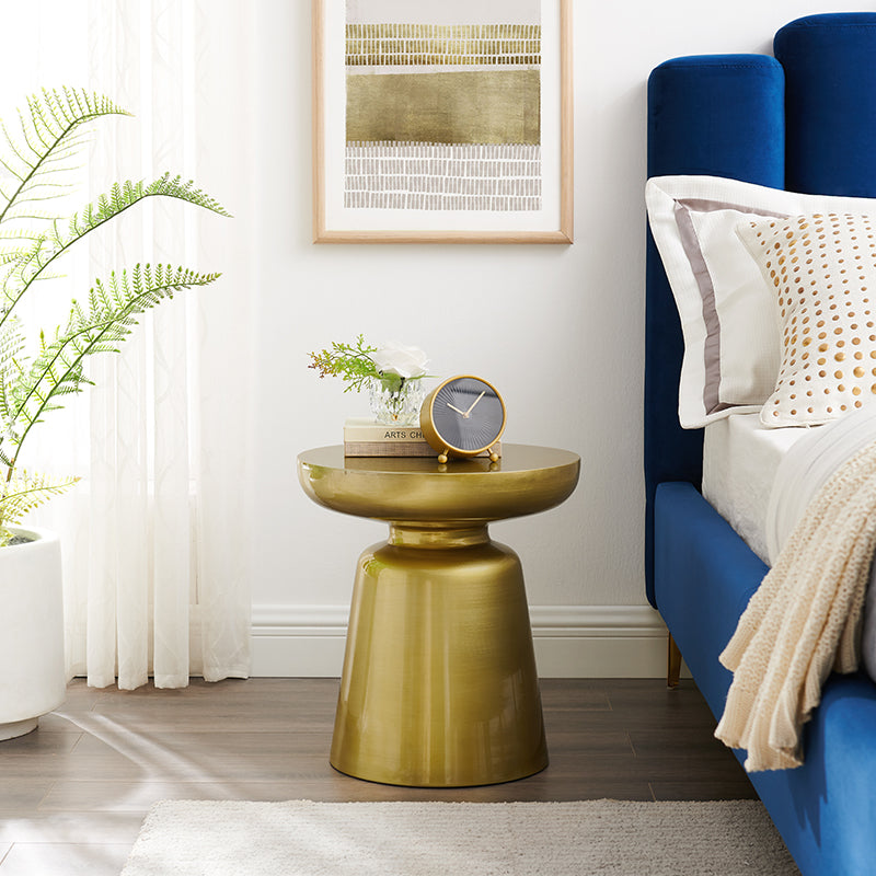 Modern Round Gold Metal Side Table for Living Room - DSARD