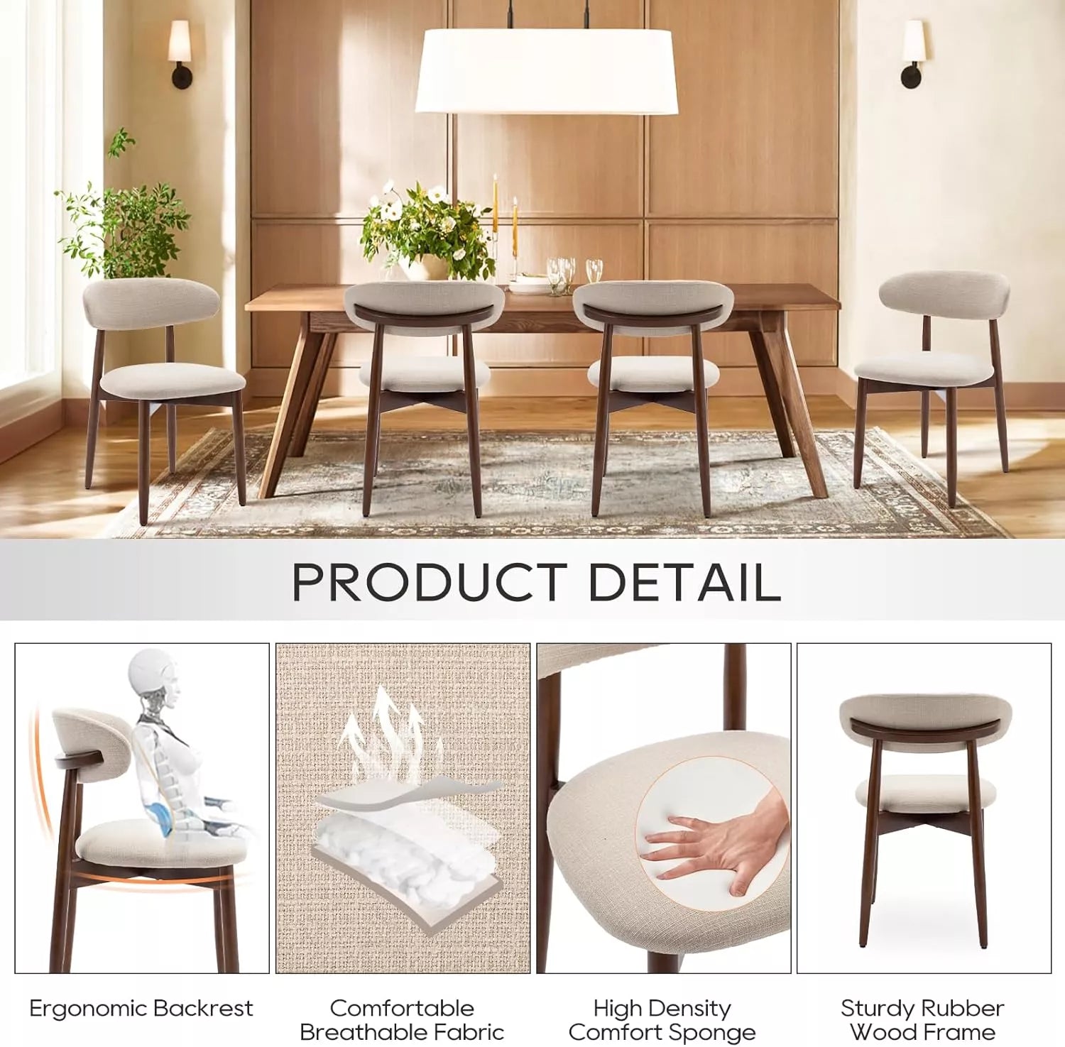 Set of 4 Modern Wooden Dining Chairs - DSARD