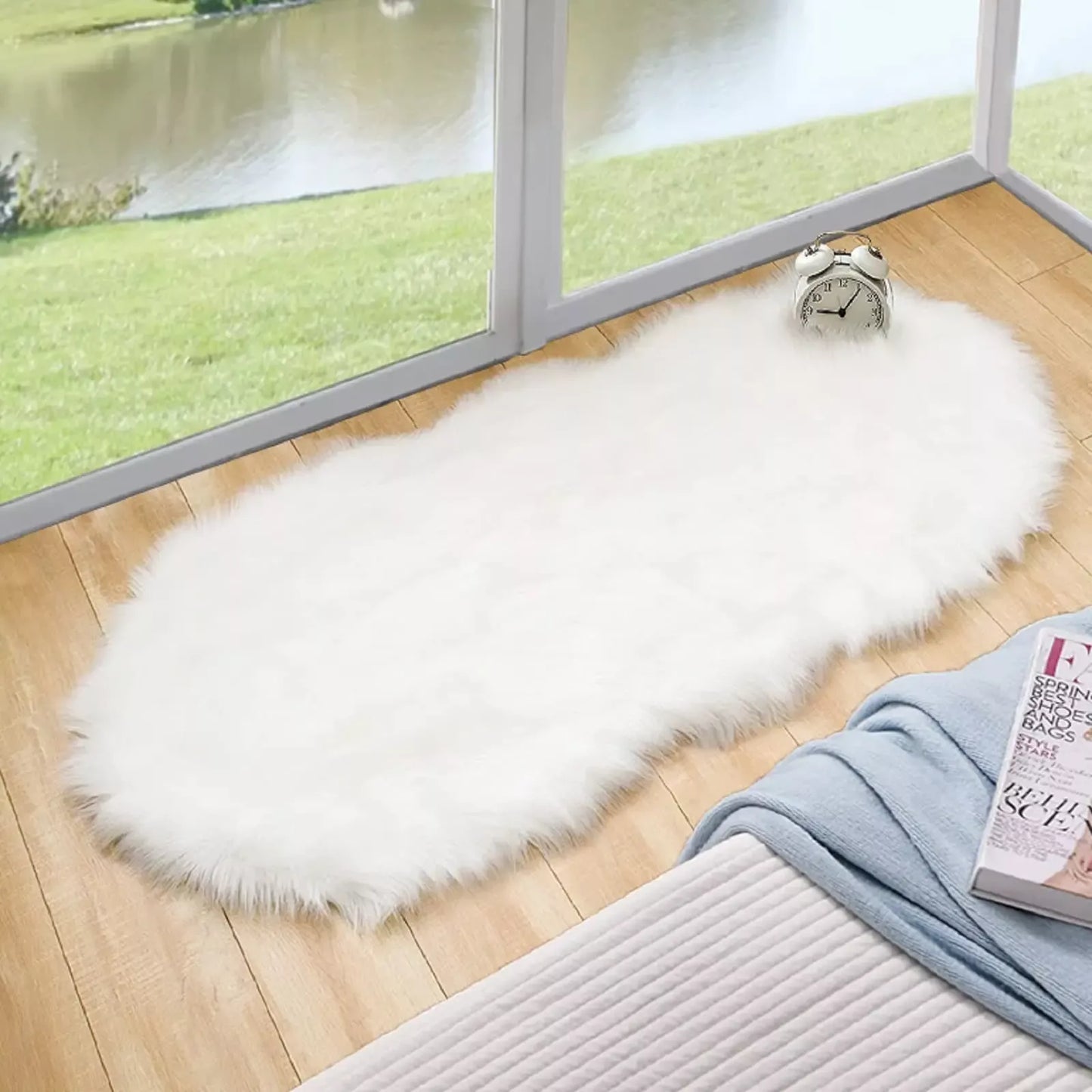 White Faux Sheepskin Fuzzy Rug