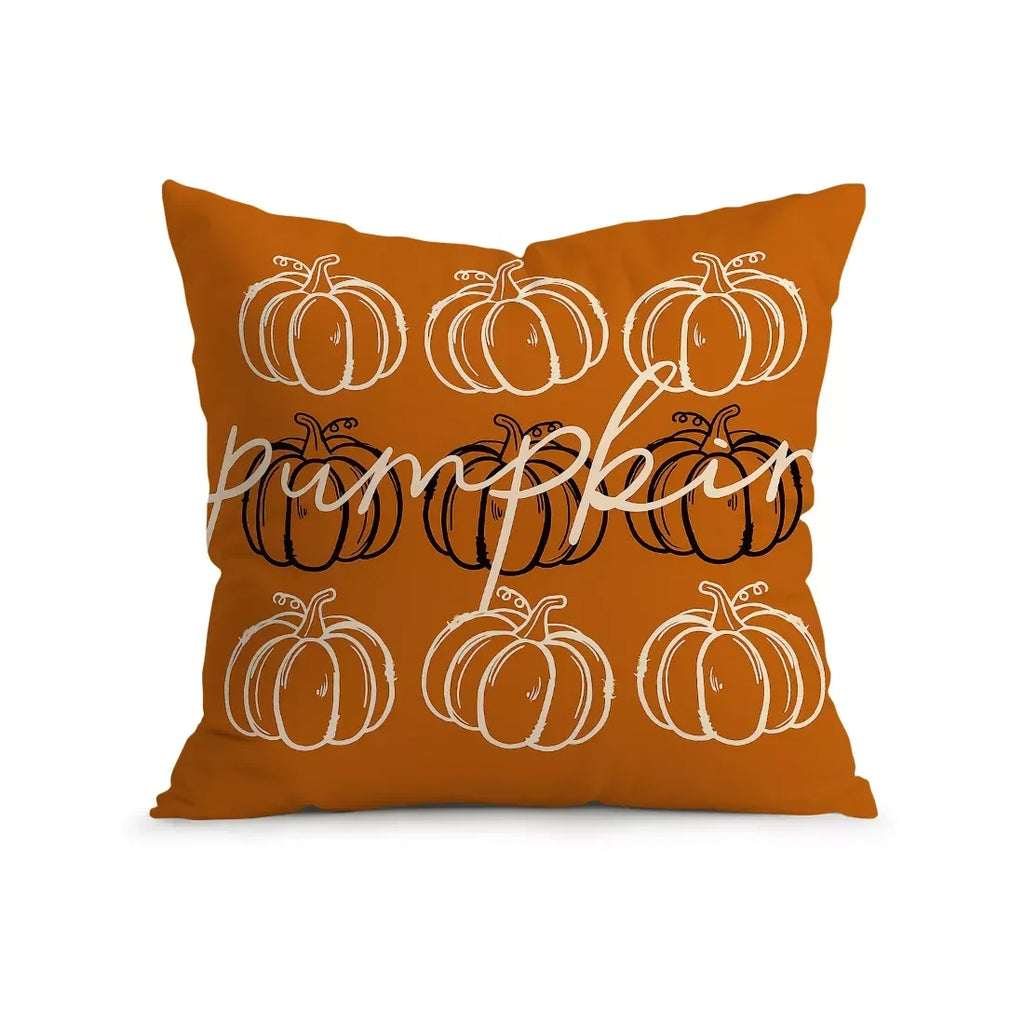 Cozy Autumn Pumpkin Throw Pillow Cover – 18x18in Fall Decor Cushion Case - DSARD