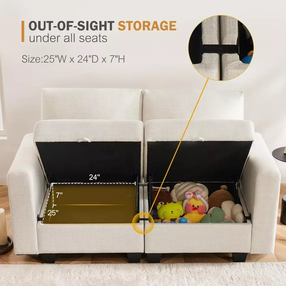 Heavy Duty U-Shaped Modular Sectional Sofa with Storage - DSARD