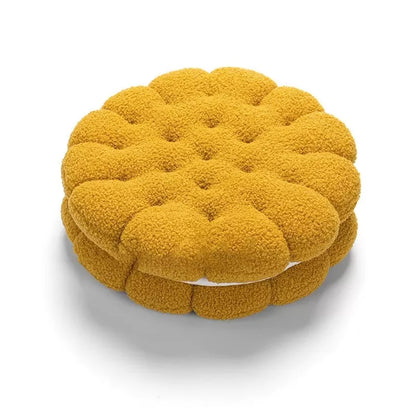 Round Sandwich Biscuit Sofa Pillow – Soft & Comfortable Cushion for Living Room or Bedroom