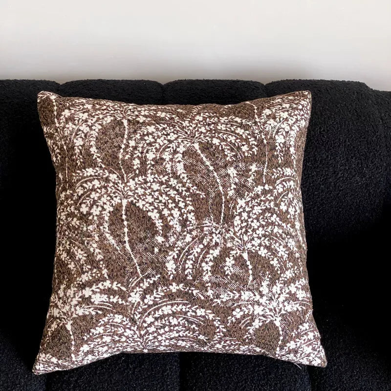 45X45CM Retro Jacquard Leaf Throw Pillow Cover – Light Luxury Decor - DSARD