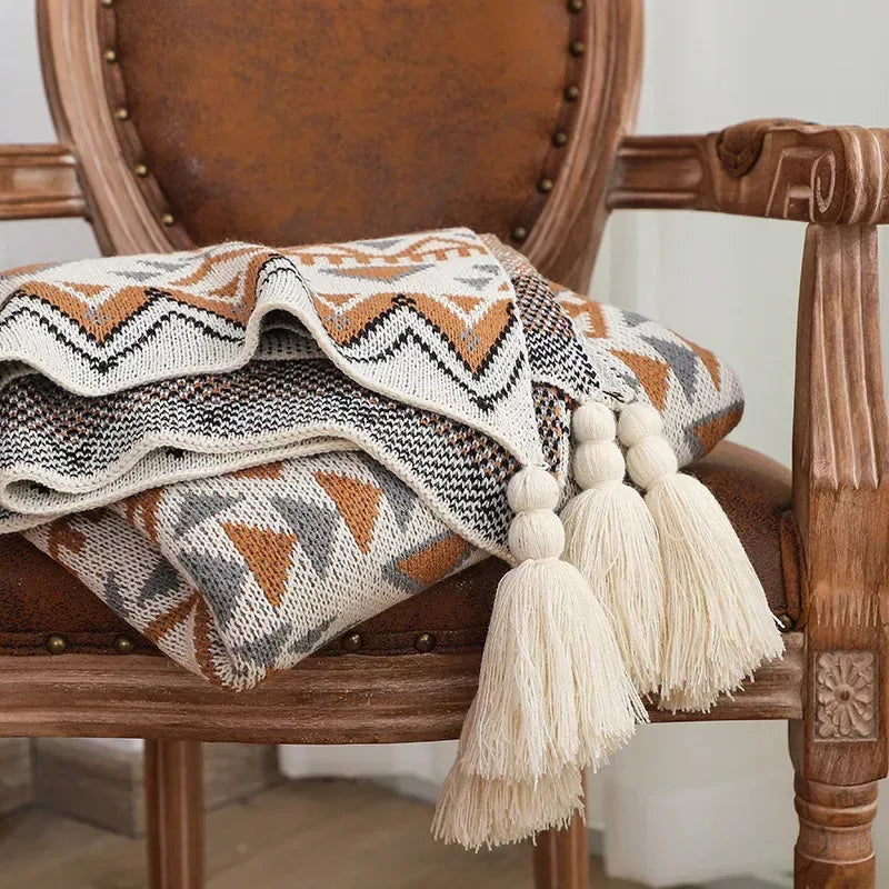 Bohemian Navajo Sun Knitted Throw Blanket – Air Conditioning Sofa Cover & Winter Bedspread - DSARD