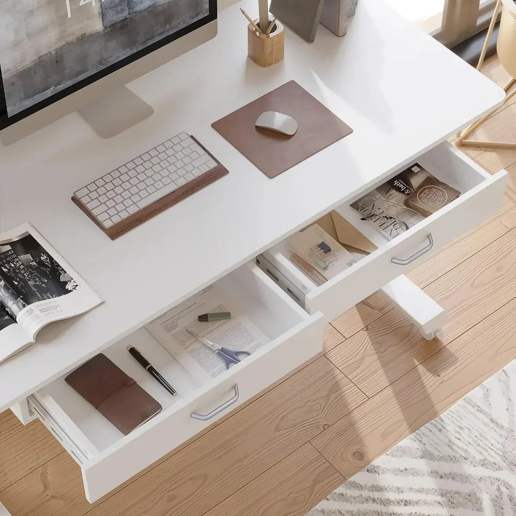 Electric Adjustable Height Standing Desk with Dual Drawers and Mobile Casters - DSARD - DSARD