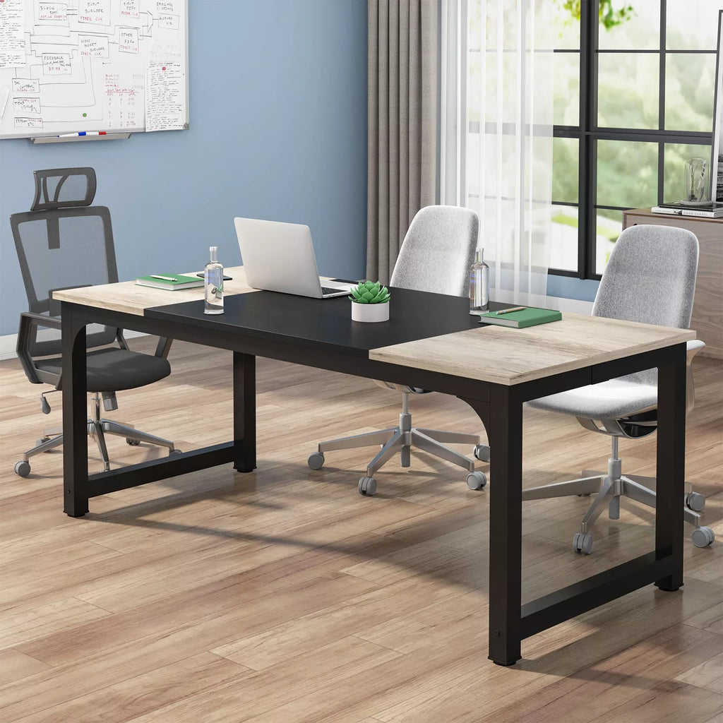 Large Grey Office Desk, Modern Computer Desk for Home Office, Study Writing Desk - DSARD