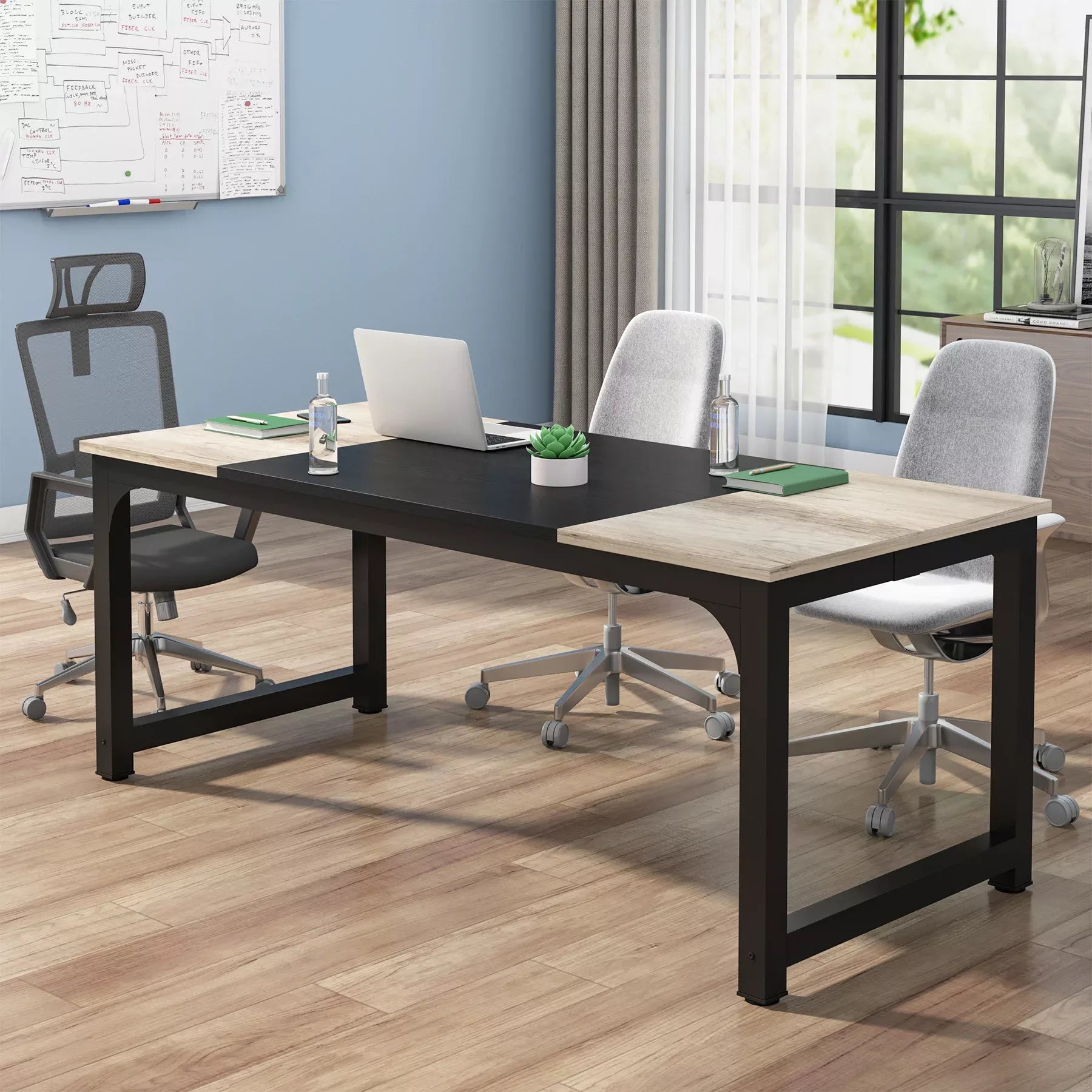 Large Grey Office Desk, Modern Computer Desk for Home Office, Study Writing Desk - DSARD