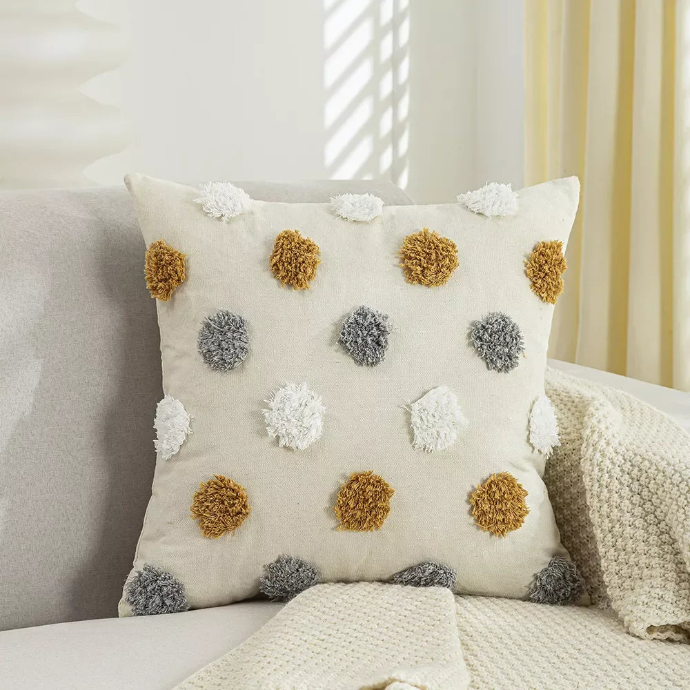 Bohemian Geometric Embroidered Tassel Pillow Cover 18×18 Inch - DSARD