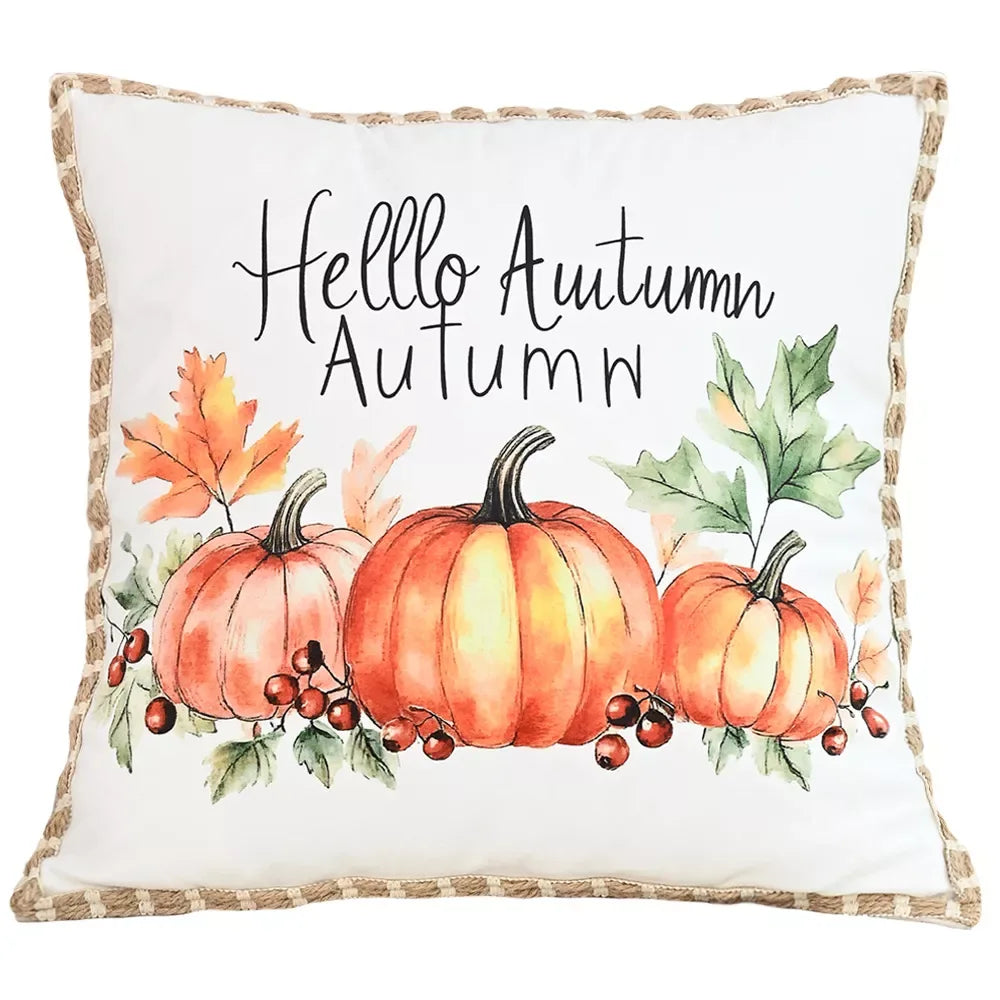 Autumn Pumpkin Lace Cushion Cover 18x18in – Thanksgiving Decor - DSARD