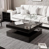 Modern 31.5" High Gloss Square Coffee Table with Multicolor LED Lighting - DSARD