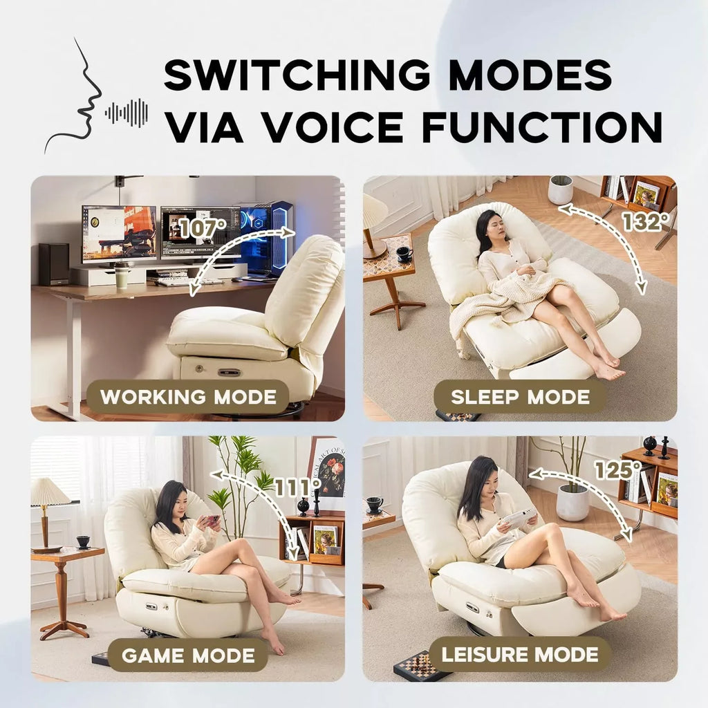 270° Swivel Power Recliner with Voice Control, USB, and Cell Phone Holder - DSARD - DSARD