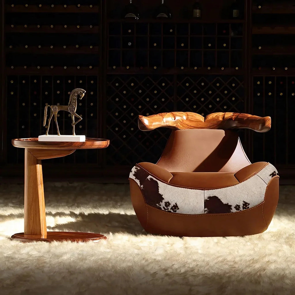 Ebony Wood Leather Chair - DSARD - DSARD