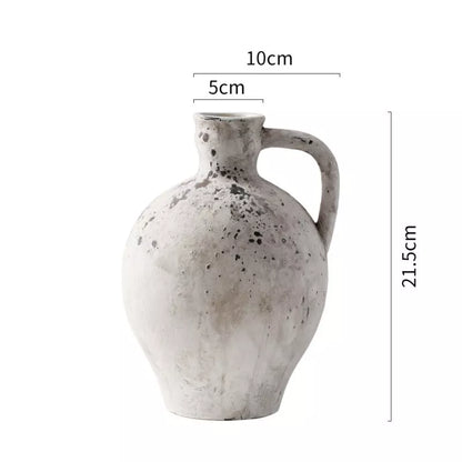 Retro Handmade Ceramic Vase with Handle