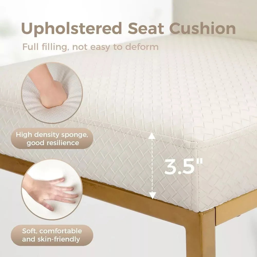 Off White & Gold 24-Inch Counter Height Bar Stools with Backrest - DSARD