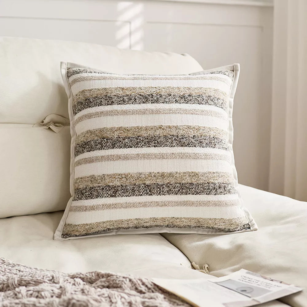 Three-Dimensional Striped Jacquard Decorative Pillow Cover 18×18 Inch