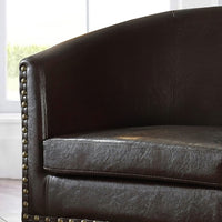Modern Minimalist Faux Leather Barrel Armchair - DSARD