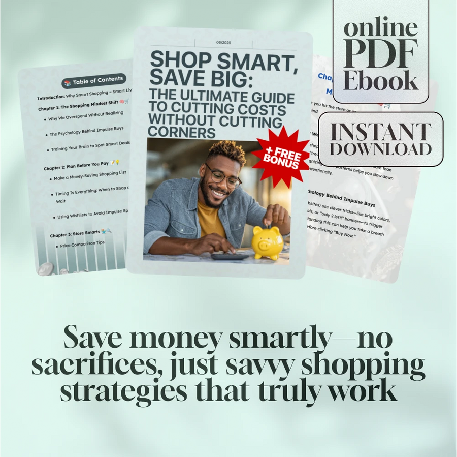 Shop Smart, Save Big: The Ultimate Guide to Cutting Costs Without Cutting Corners | How to Save Money Shopping | Budget eBook | Digital Download