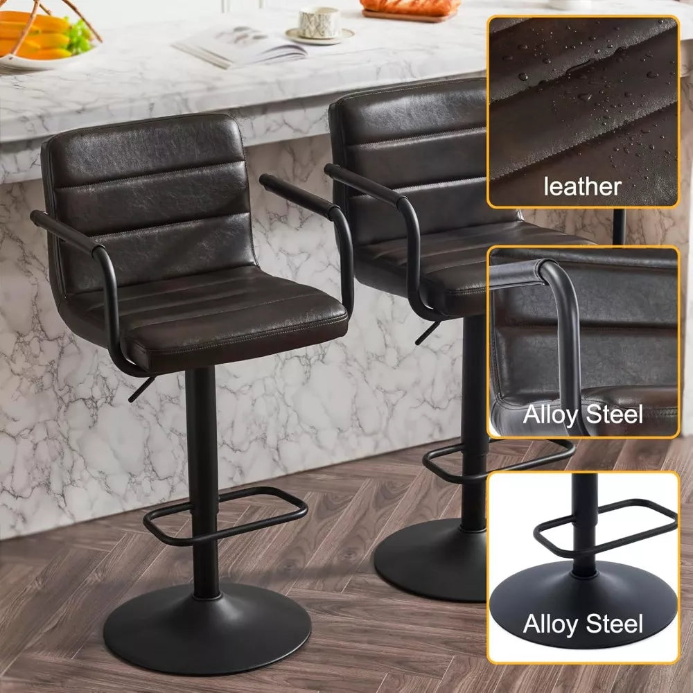 Set of 2 PU Leather Swivel Bar Stools - DSARD