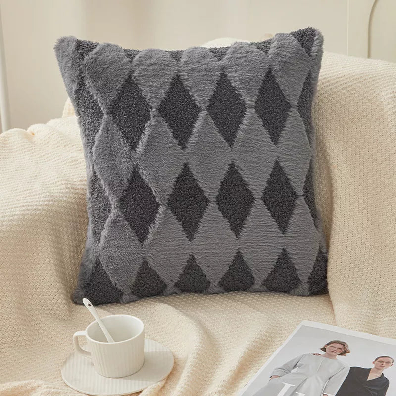 Imitation Rabbit Hair Throw Pillowcase 45x45cm