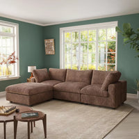 Modular L-Shaped Sectional Sofa with Chaise Ottoman and Washable Covers - DSARD