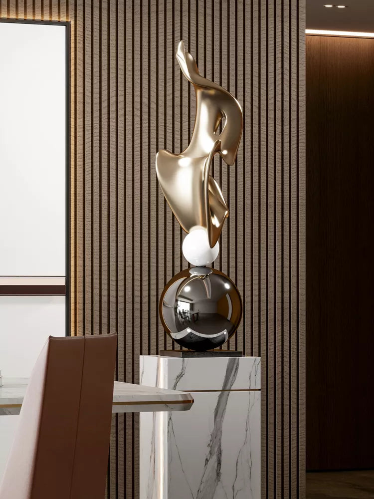 Modern Electroplated Abstract Art Sculpture