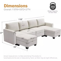 Heavy Duty U-Shaped Modular Sectional Sofa with Storage - DSARD