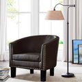 Modern Minimalist Faux Leather Barrel Armchair - DSARD