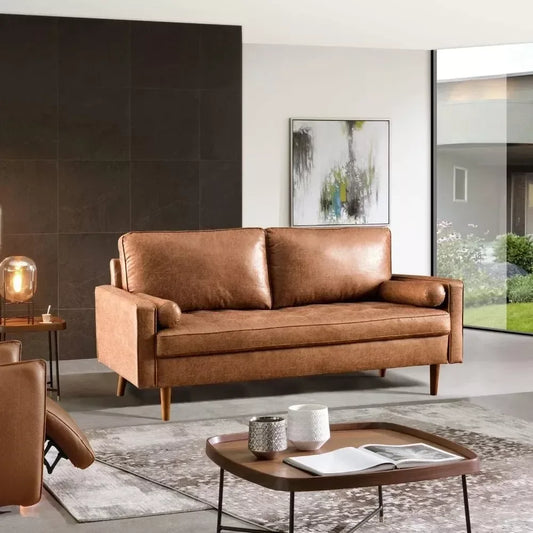70″ Suede Leather Sofa with Tufted Design - DSARD - DSARD