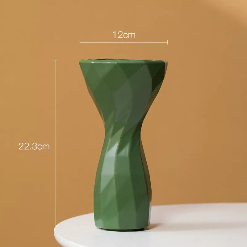 Geometric Ceramic Vase Chic Modern Centerpiece for Flowers and Home Décor