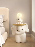 Parent-Child Elephant Statue Tray Storage Rack with Night Light