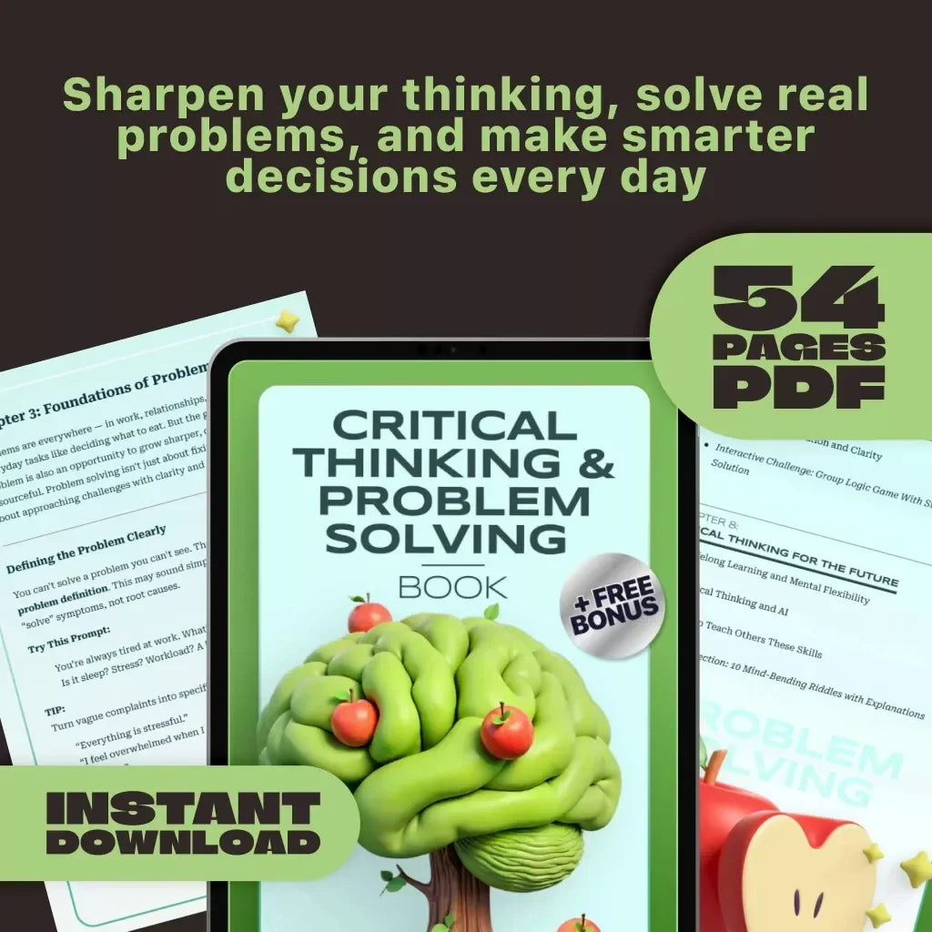 Critical Thinking & Problem Solving eBook – Digital Download Guide for Smarter Decision Making, Brain Teasers & Life Skills Ebook - DSARD