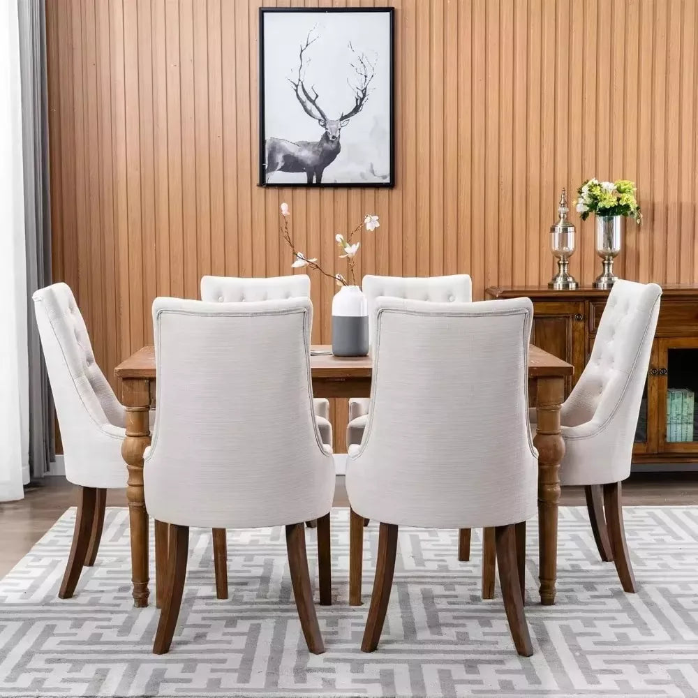 Wingback Upholstered Dining Chairs Set of 2 – Tufted Fabric Accent Chairs - DSARD